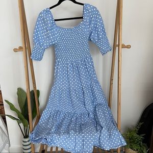 Stunning blue polka dot If She Loves dress